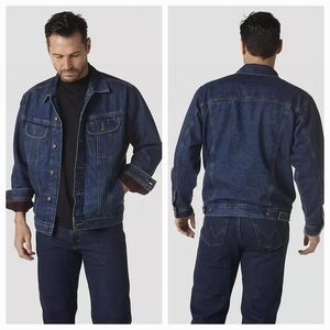 Wrangler Rugged Wear® Flannel Lined Denim Jacket Sz Medium EUC
